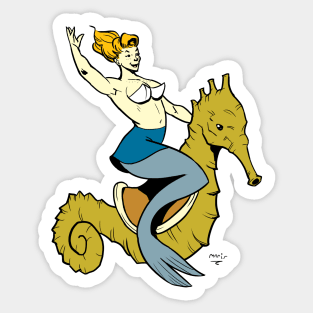 Mermaid on Seahorse Sticker